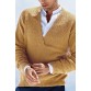 Men's Solid Color Slim Fit Long Sleeve V-Neck Knit Sweater