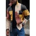 Men Pocket Striped Color Block Print Jacket