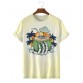 Summer Beach Coconut Tree and Hand Skull Print Short Sleeve T-Shirt